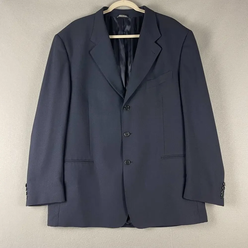 Luciano Carreli Wool Blazer Sport Coat Mens 46R Blue Super 120s Career Italy